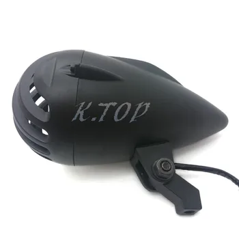 

Black Motorcycle Aluminum Finned Grill Bullet Headlight Lamp Bobber Chopper