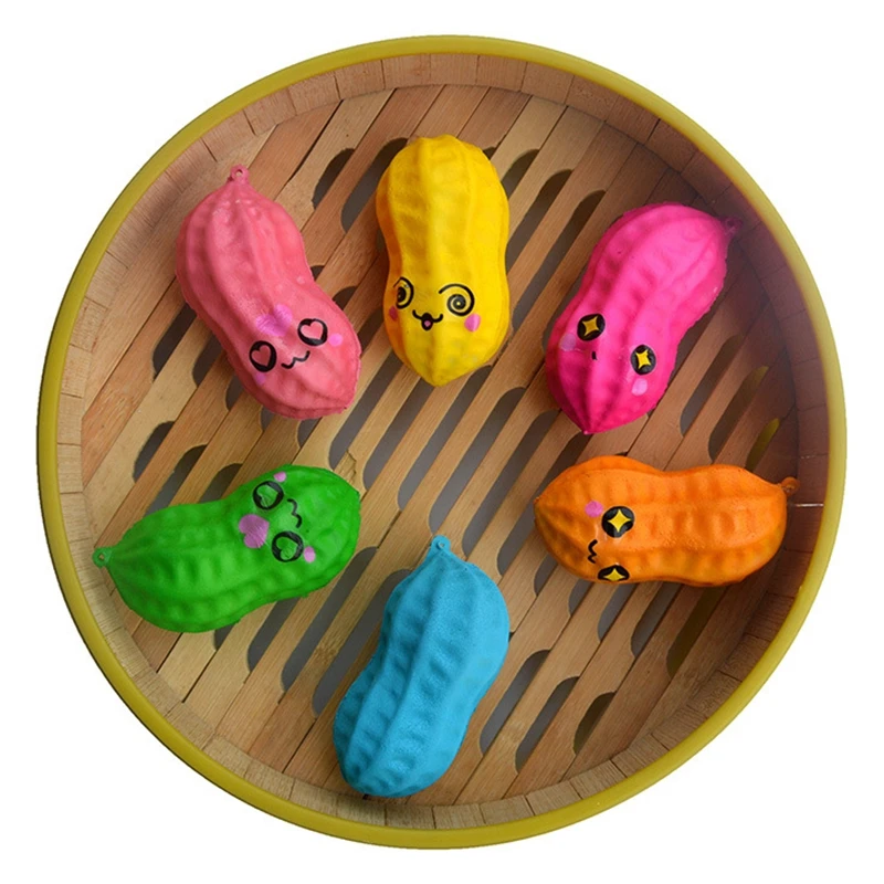 

PU Squishies Toys Emoji Squishy Food Toys For Adults Peanut Scented Slow Rising Squeeze Stress Reliever Decompression Toys