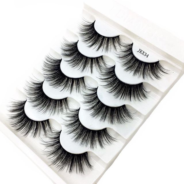5 pairs 3D mink false eyelashes natural makeup eyelash extension long cross volume soft fake eye lashes winged faux cils