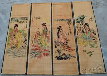 

China scroll painting Four screen paintings Middle hall hanging painting Beauty female Painting