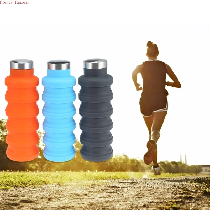

Outdoor Sport Silicone Folding Water Bottle bpa free tea bottles folding portable cup 500ml