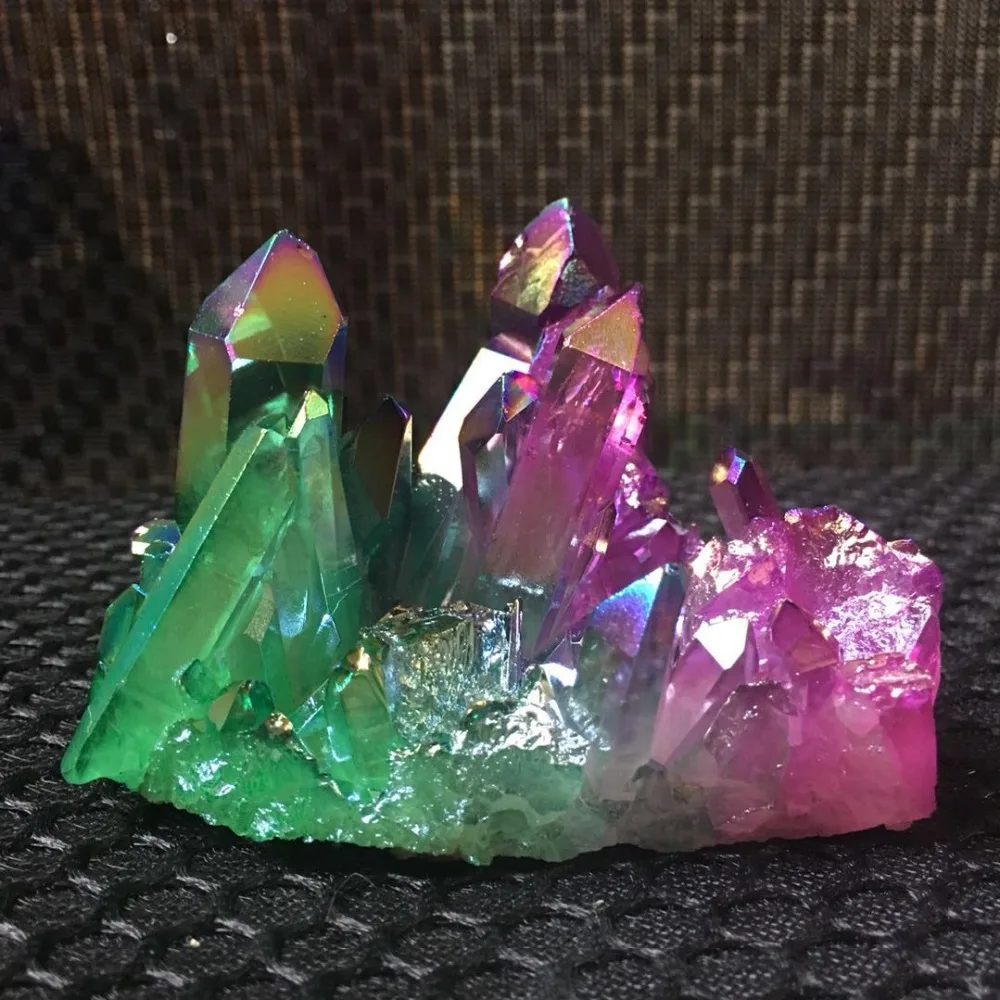 Удивительный зеленый фиолетовый камень Aura Angel Quartz Crystal титановый висмут