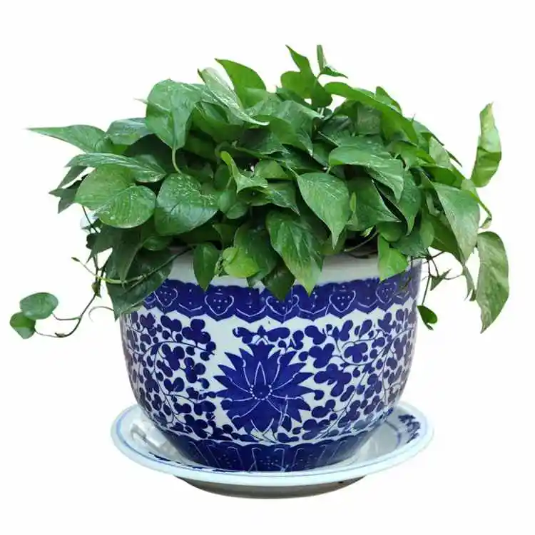 Красивый китайский стиль синий и белый фарфор керамический цветочный горшок для декора сада - Цвет: 4