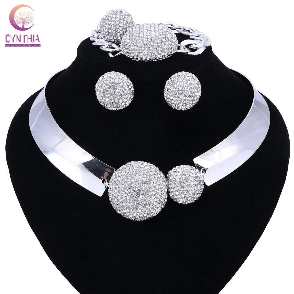 New Luxury Maxi Women Bijoux Jewelry Crystal Statement Alloy Necklaces Collar Choker Bib Pendants jewelry set