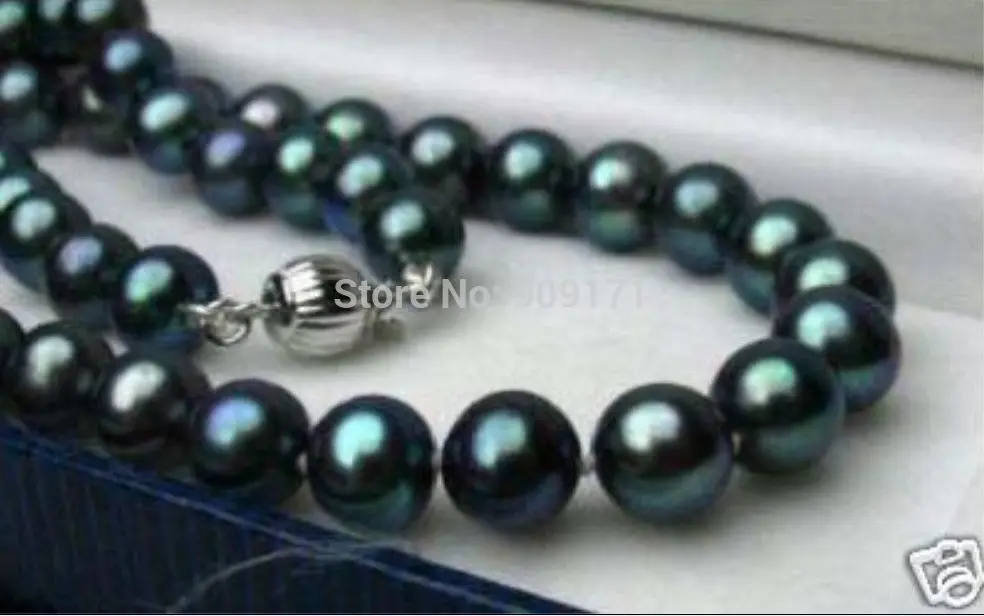 

Free Shipping>>GENUINE 8-9MM BLACK NATURAL TAHITIAN PEARL NECKLACE 18