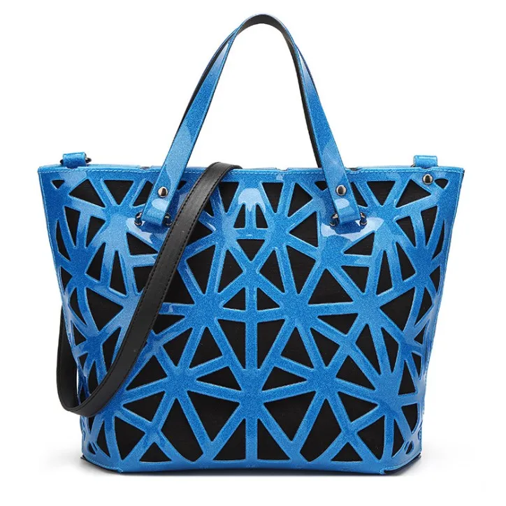 

2019 Luminous bag Women Geometry Diamond Tote Quilted Shoulder Bags Laser Plain Folding large tote Handbags Free Shipping