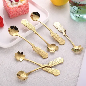 

Stainless Steel Flower Coffee Stirring Spoons Teaspoons Tea Dessert Spoon Drink Mixing Milkshake Tableware Kitchen Supplies