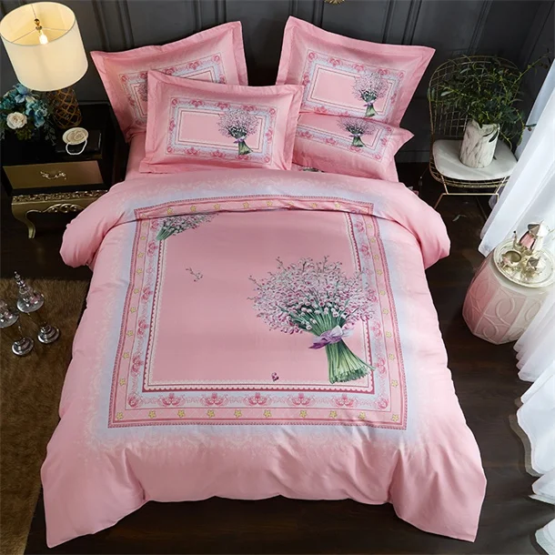 Тюльпан Маргаритка розовый комплект постельного белья с цветами 4 шт. queen King size ткань хлопок с начесом пододеяльник наволочка простыни для зимы