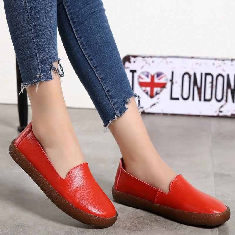 

Dumoo Brand Women Basic Flats Genuine Leather Shoes Slip on Ballet Flats Ballerines Flats Woman Moccasins Loafers Shoes