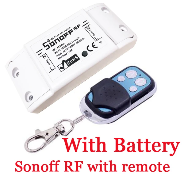 Sonoff RF Wifi переключатель модули для автоматизации умного дома 433 МГц беспроводной пульт дистанционного управления светильник с помощью Ewelink работать с Alexa Google Home - Комплект: RF with Battery Rem