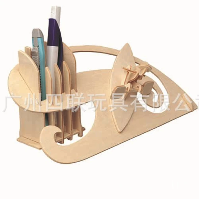 wood puzzle 3d wooden canoeing pencil box container jigsaw puzzle