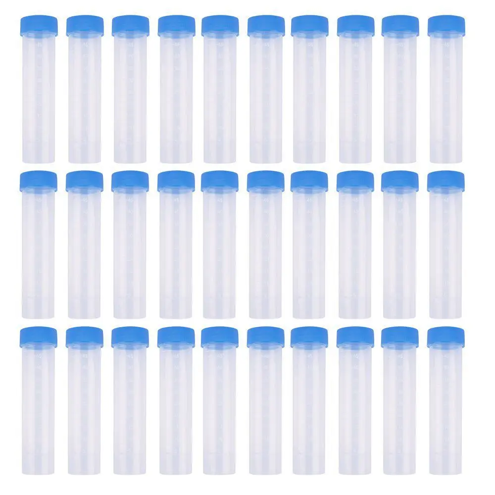 New 30pcs 50ml Vial Storage Container Test Tubes for Laboratory Labin