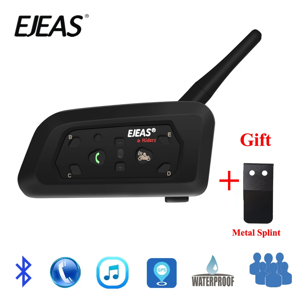 

EJEAS V6 PRO Bluetooth Motorcycle Casco MotoBT Communicator Helmet Intercom Headset with 1200m Interphone for 6 Riders + Metal