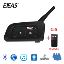 EJEAS V6 PRO Bluetooth Del Motociclo del Fronte Casco MotoBT Communicator Citofono del Casco Headset con 1200 m Citofono per 6 Riders + Metallo
