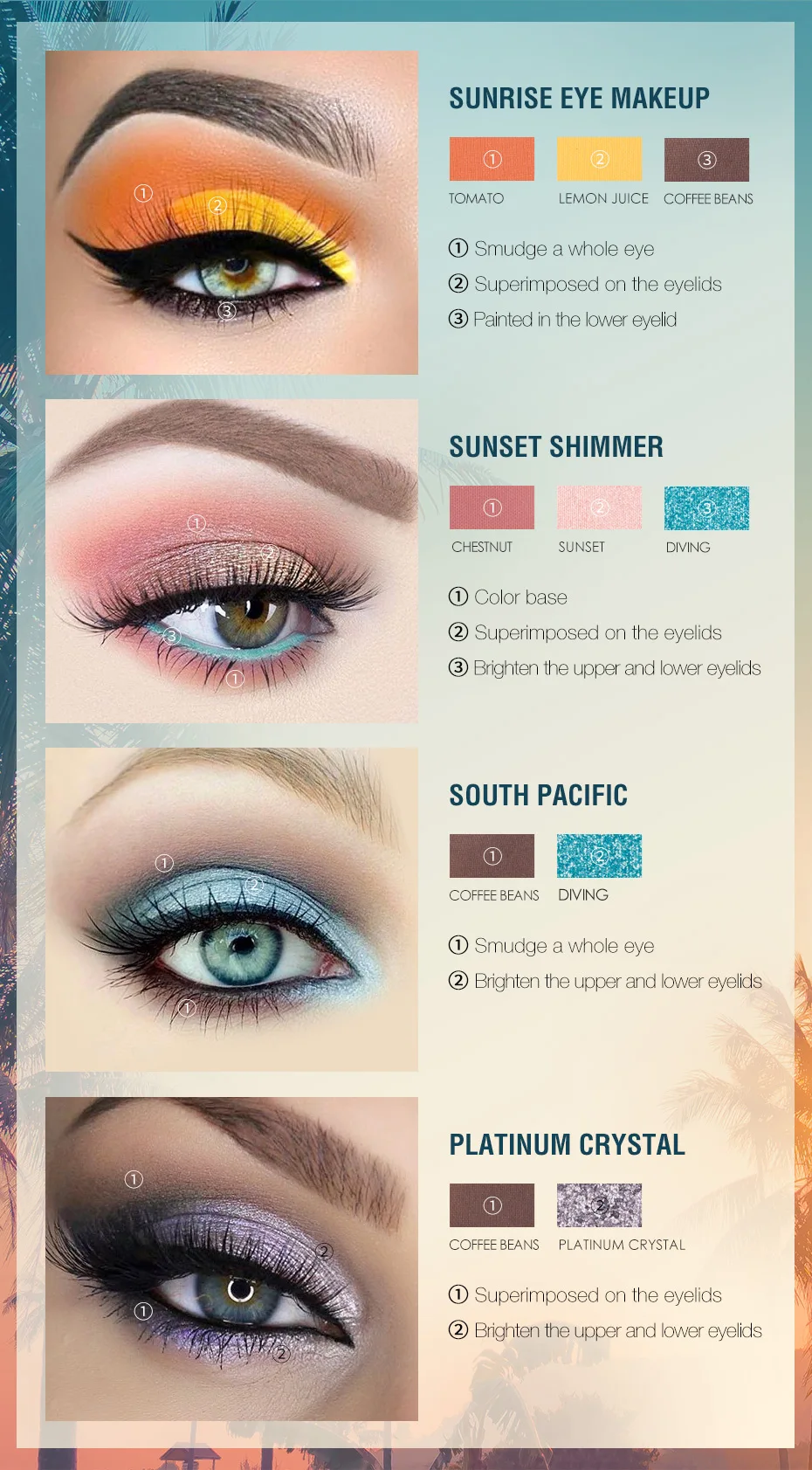 Paleta de Sombra com Glitter Focallure Quente Definitivamente Recomendar Pigmento Colorido Bonito Suave Brilhante Tão 4 Sombra de olho