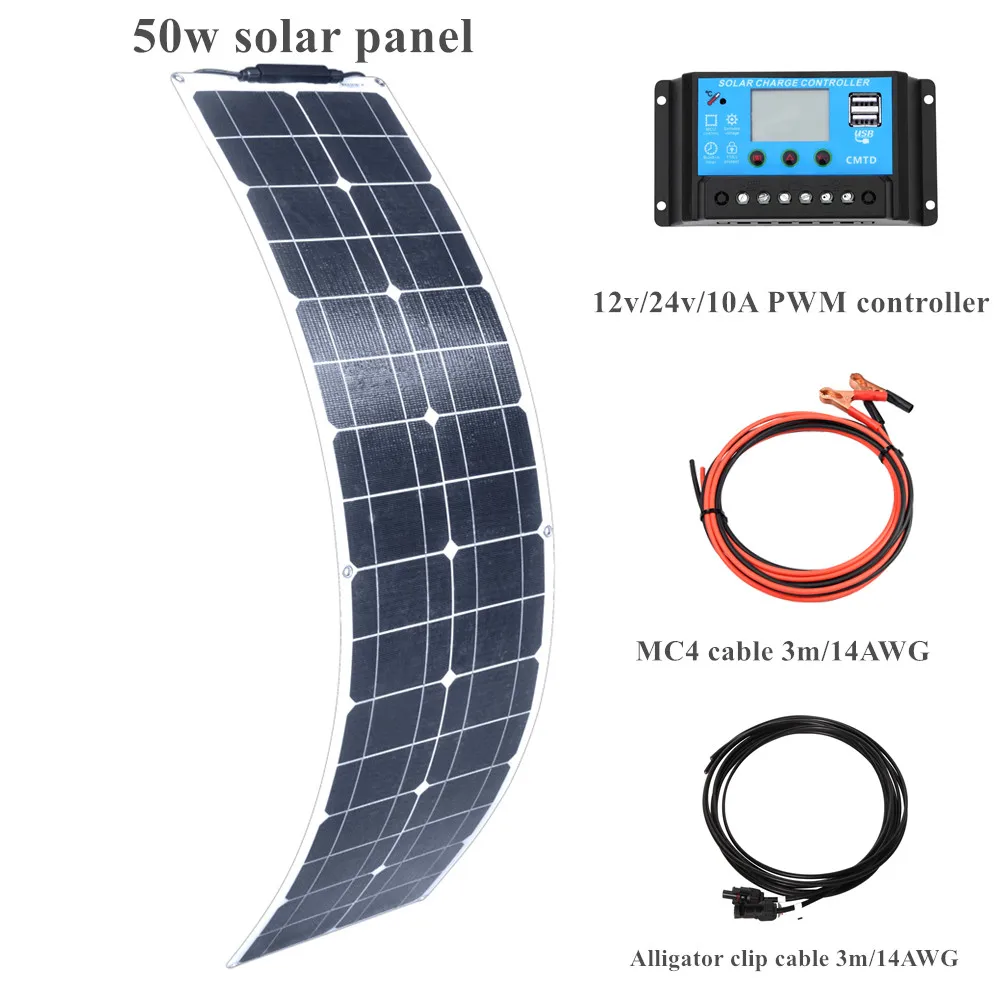 Boguang 50 ватт 12 В Гибкая монокристаллическая солнечная панель с ЭТФЭ слоем-Ультра легкий для крыш RV лодок неровных поверхностей