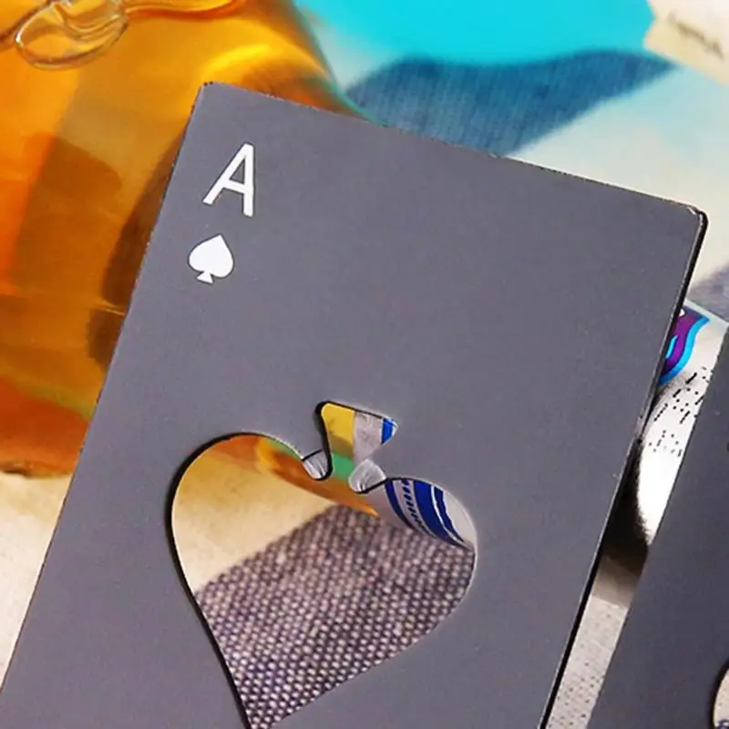 Черный/Серебряный покер карты открывалка для бутылок пива персонализированные Нержавеющая сталь кредитной карты бутылки карта-открывалка пик панели инструментов