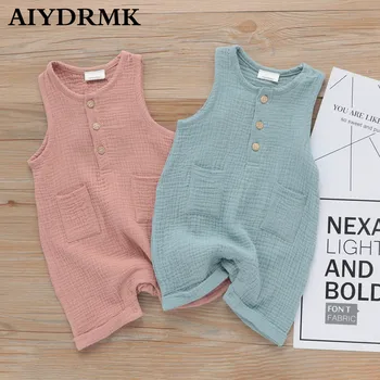 

Newborn Baby Girl Romper Linen Cotton Ruffle Rompers Summer Onesie New Born Baby Clothes Infant Jumpsuit Overall for Boys Girls