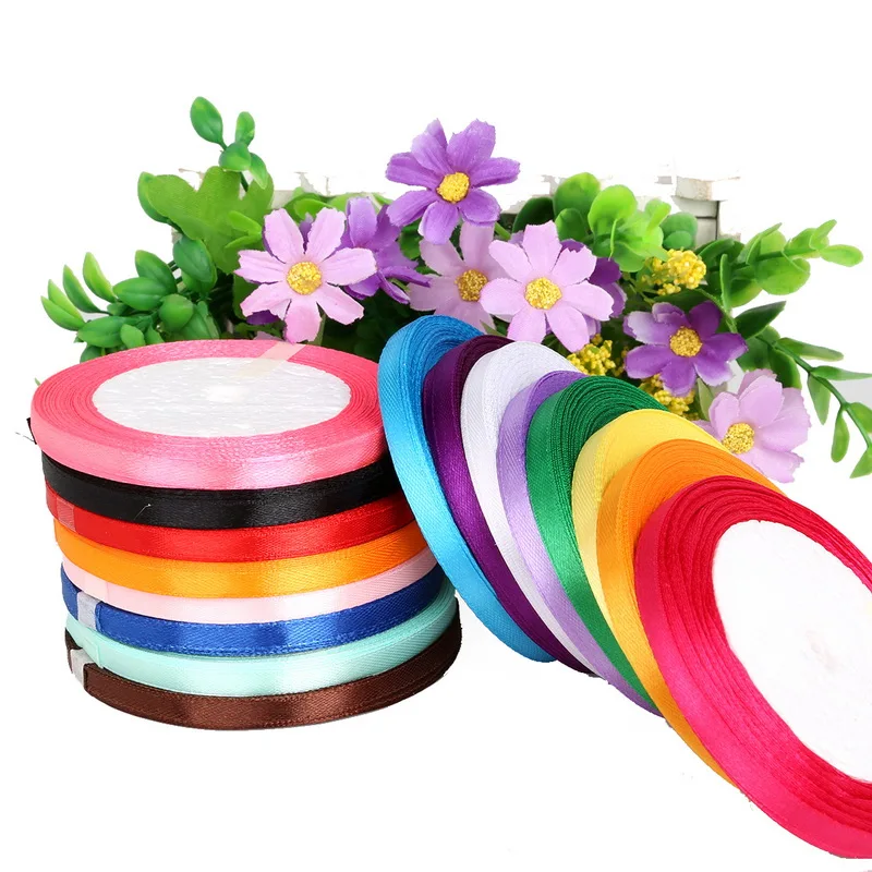 

25Yards/lot Multi Colors 7mm Silk Satin Ribbon Wedding Invitation Card Gift Packing Decoration Christmas Ribbons