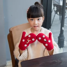 Детские перчатки высокого качества, Детские утепленные теплые перчатки, мягкие модные варежки с рисунком снежинок