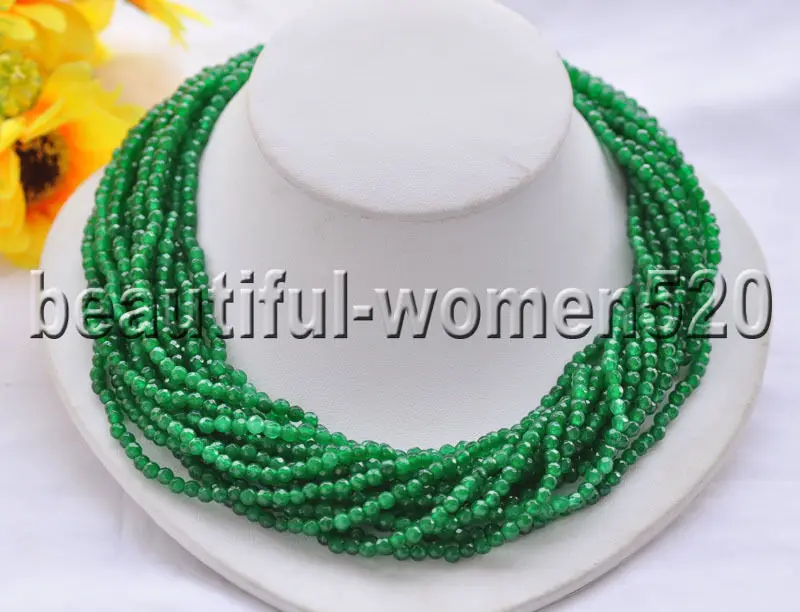 

Z8730 14Strands 4mm Natural Round Faceted Green Necklace Cougar CZ 20inch