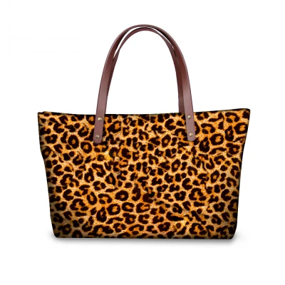 Дизайн, леопардовая расцветка, женские сумки через плечо на молнии, портативная Женская Ручная сумка, женские сумки-тоут, женская большая сумка - Цвет: HZ0016AL