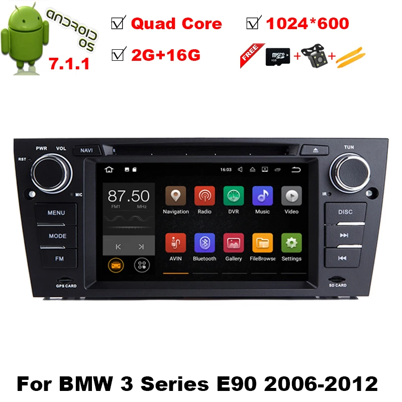 4 ядра HD 1024*600 экран Android 7.1.1 автомобильный DVD GPS плеер для BMW E90 E91 E92 - Цена: 