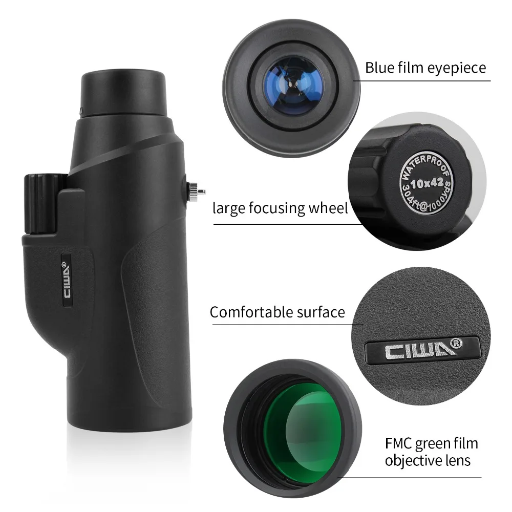 بلدي HD مناظير للماء الأسود أحادي تلسكوب الليلية الملك Professial يده أحادي المهنية الصيد تلسكوب