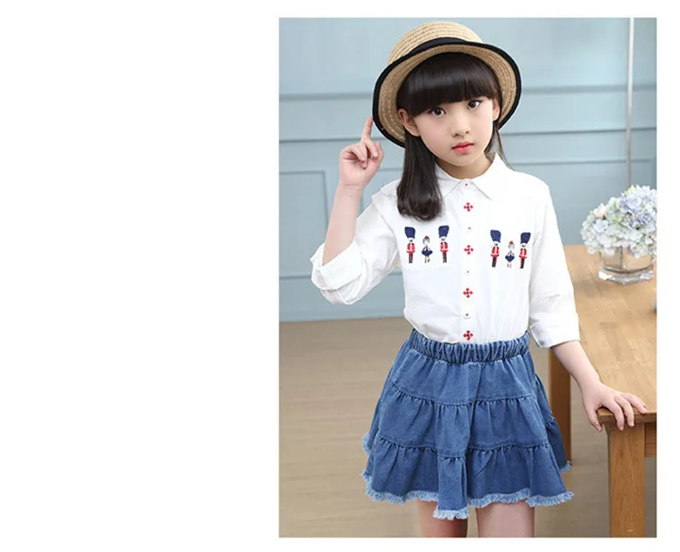 3-12 y children girls clothes denim skirt and top sets long sleeve shirts summer clothing for girl outfit 10 12 year kids set (2)