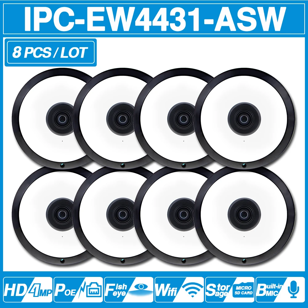 DH IPC-EW4431-ASW 4MP Panorama POE WIFI Fisheye IP Camera built-in MIC SD Card Slot Audio Alarm Interface with logo 8pcs/Lot |