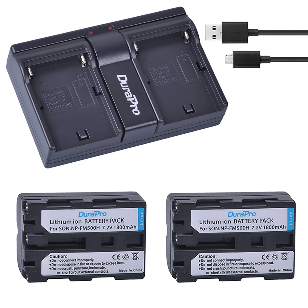 Durapro 2 X Per Sony Np-Fm500H Fm500H Fotocamera Bateria + Usb Caricatore Doppio Per Sony A57 A65 A77 A99 A350 A550 A580 A900 Batteria
