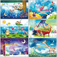 Деревянные головоломки 1000 шт. kawaii мультфильм Пазлы Развивающие игрушки для детей Детские игрушки украшения дома коллекционные