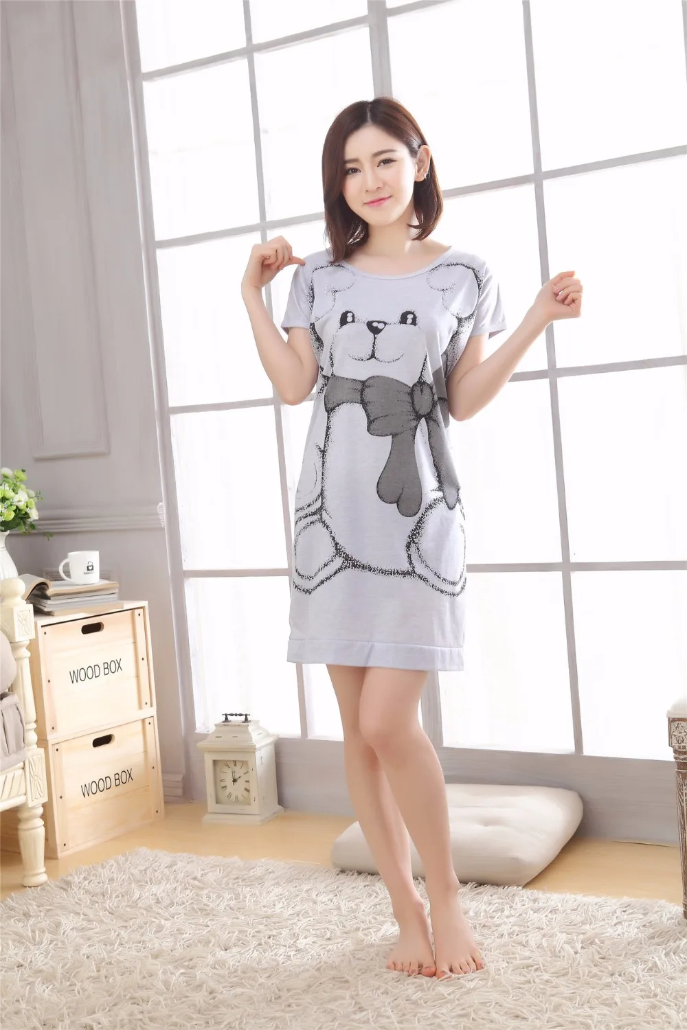 Летняя брендовая домашняя одежда для женщин, Повседневная хлопковая ночная рубашка с принтом кота, женская ночная рубашка с коротким рукавом и круглым вырезом, ночное платье