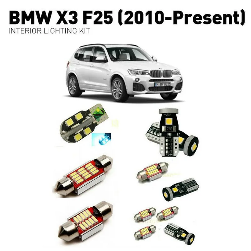 Led освещение салона для BMW x3 f25 2010+ 13 шт. Светодиодные Автомобильные фары осветительный набор, автомобильные лампы Canbus Error Free