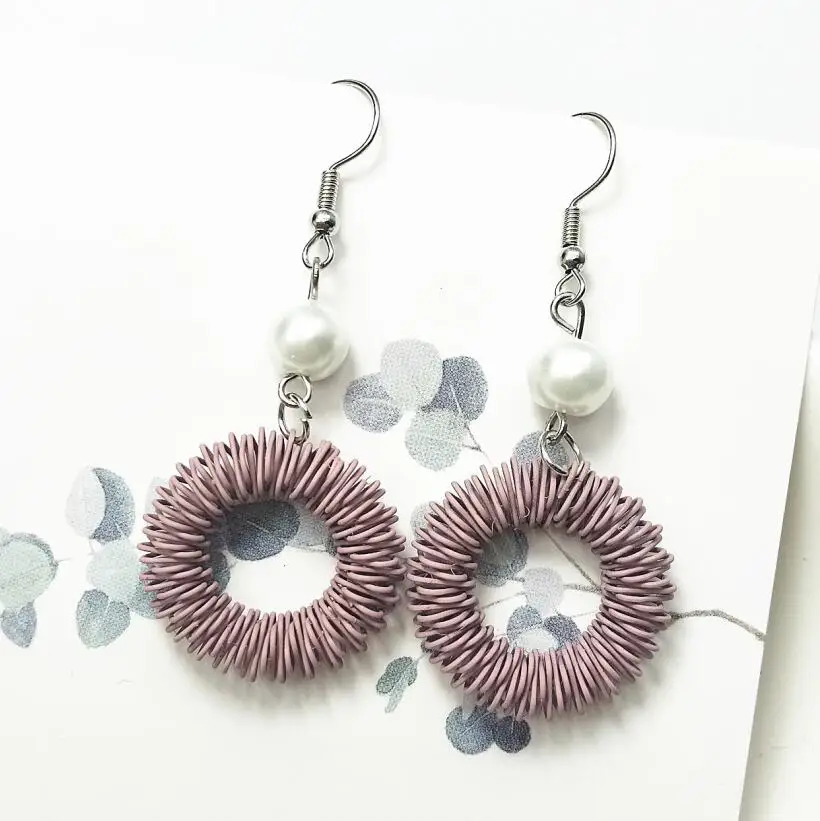 

Fashion Big Spring Round earrings 2019 female long Drop Dangle Earrings For women Pearl Earrings New Jewelry