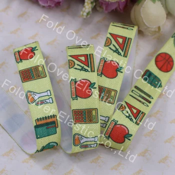 

5/8 Inch thermal transfer printing fold over elastic, 15mm folding elastic, welcome custom designs