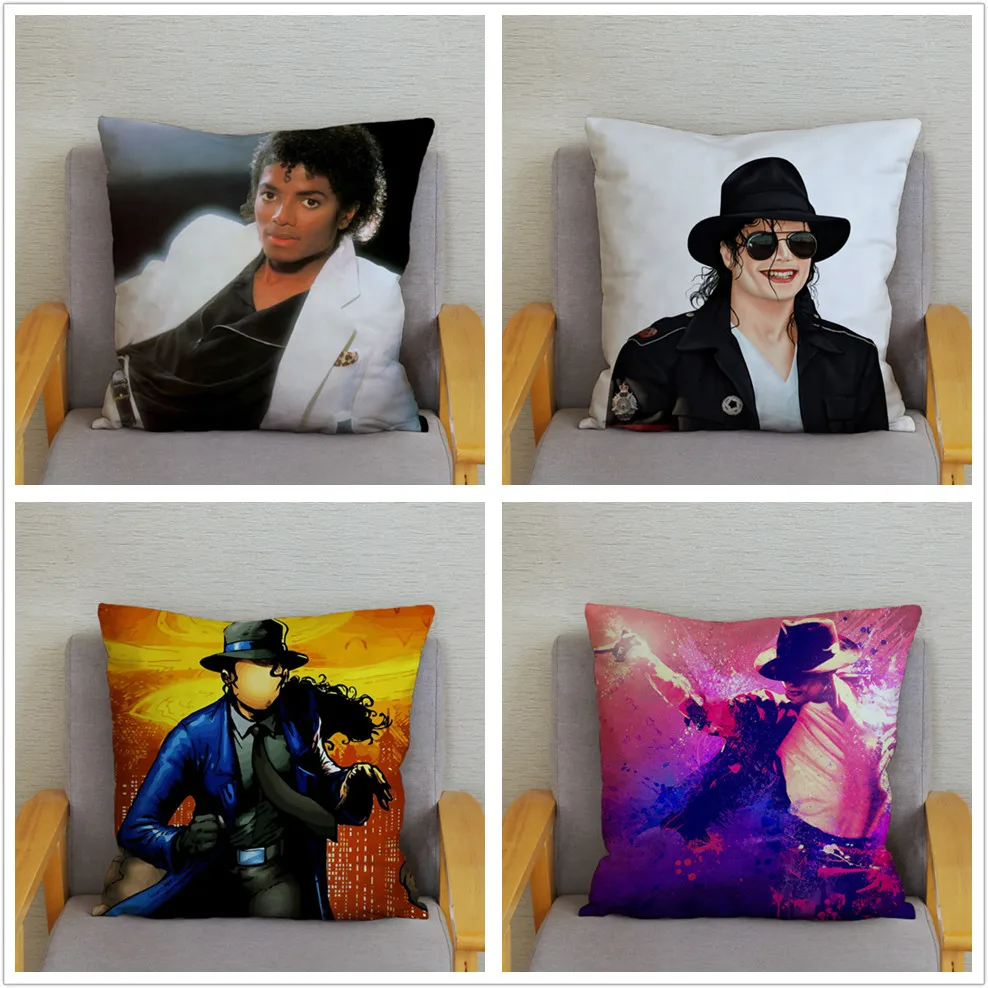 Super Star Michael Jackson HD Print Cushion Cover Super Soft Short Plush Pillow Covers 45*45 Pillows Cases Home Decor Pillowcase
