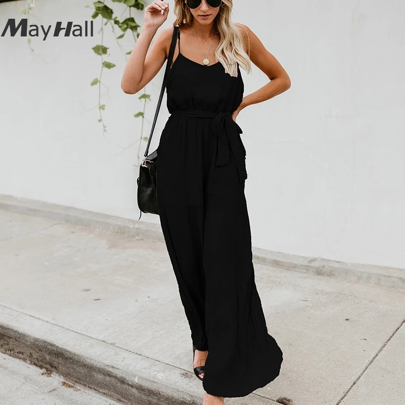 Mayhall сексуальный льняной комбинезон на бретелях для женщин свободные