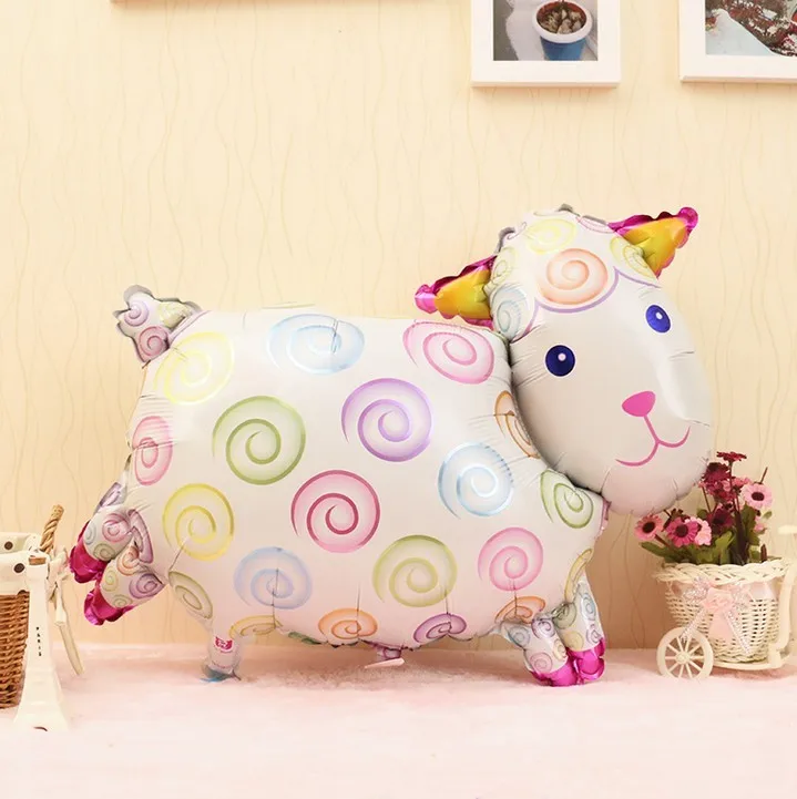 

1pcs White Sheep foil balloon Kids toys Birthday party decorations farm safari animal pet sheep Helium inflatable size 75*55cm