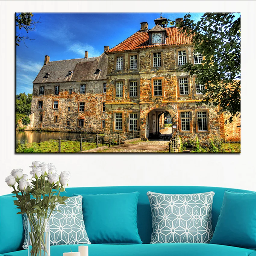 Large size Printing Oil Painting old house Wall painting Decor Wall Art Picture For Living Room