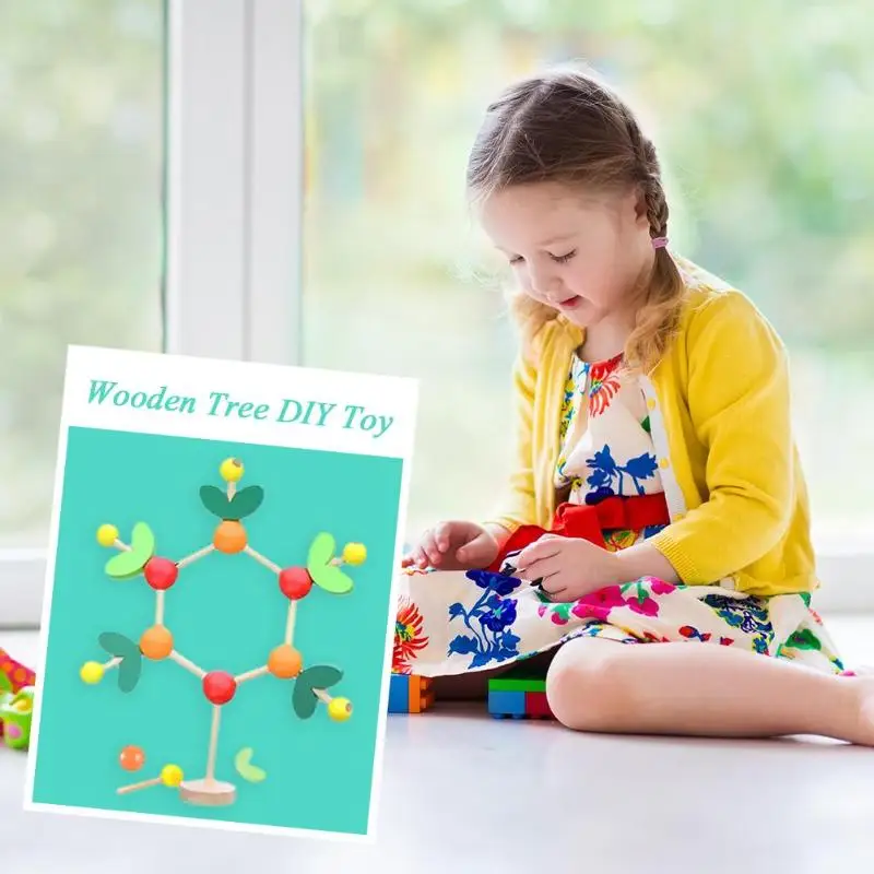 Деревянная головоломка в форме дерева DIY 3D Пазлы для маленьких детей, детские развивающие игрушки для игр на открытом воздухе, игрушки Монтессори