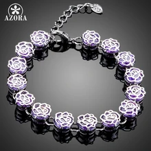 AZORA необычный элегантный браслет с 13 шт. фиолетовым кубическим цирконием свадебный браслет для женщин TS0115