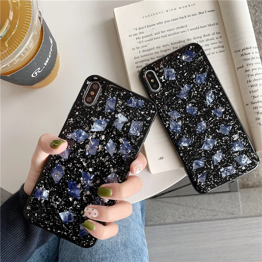 Black Plastic Drop Silver Foil Phone Case for iphone 6 6s 7 8 Plus All-inclusive Anti-fall Soft Cover XS Max XS XR X Black Plastic Drop Silver Foil Phone Case for iphone 6 6s 7 8 Plus All-inclusive Anti-fall Soft Cover XS Max XS XR X