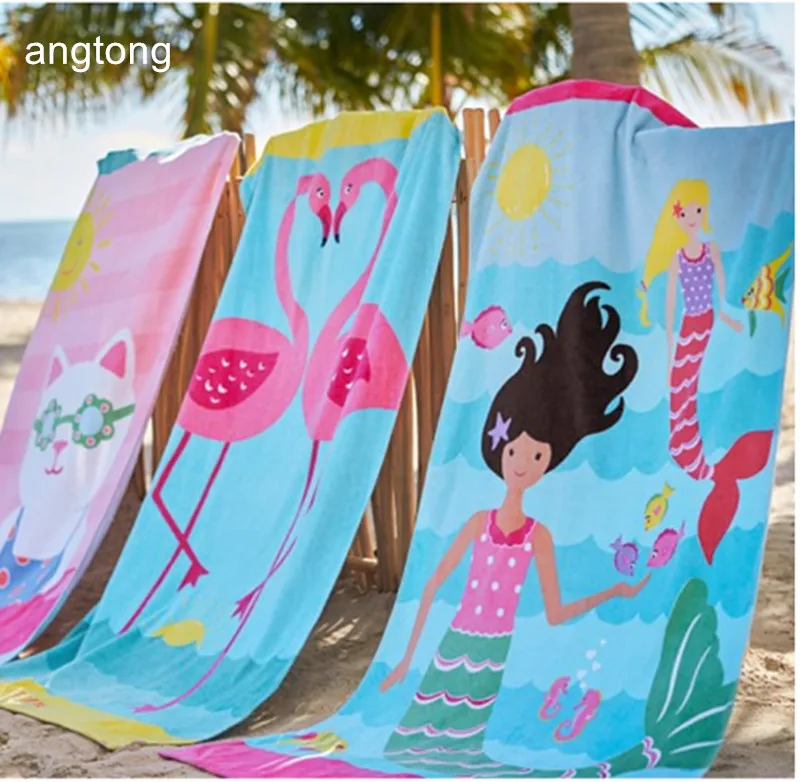

160X80cm thicken beach towel with rainbow horse or seahorse reactive print children big size 100% cotton bath towel T250