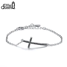 Effie queen модные Очаровательные Крест Браслеты для женщин классический черный кубический цирконий Девушки ручной ювелирные изделия подарок DB26