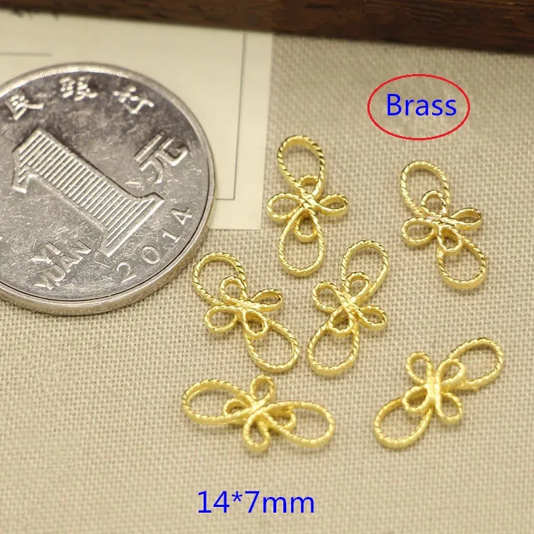 40 Pcs Chinese knot Shaped Brass Connectors 7*14mm Bowknot Brass