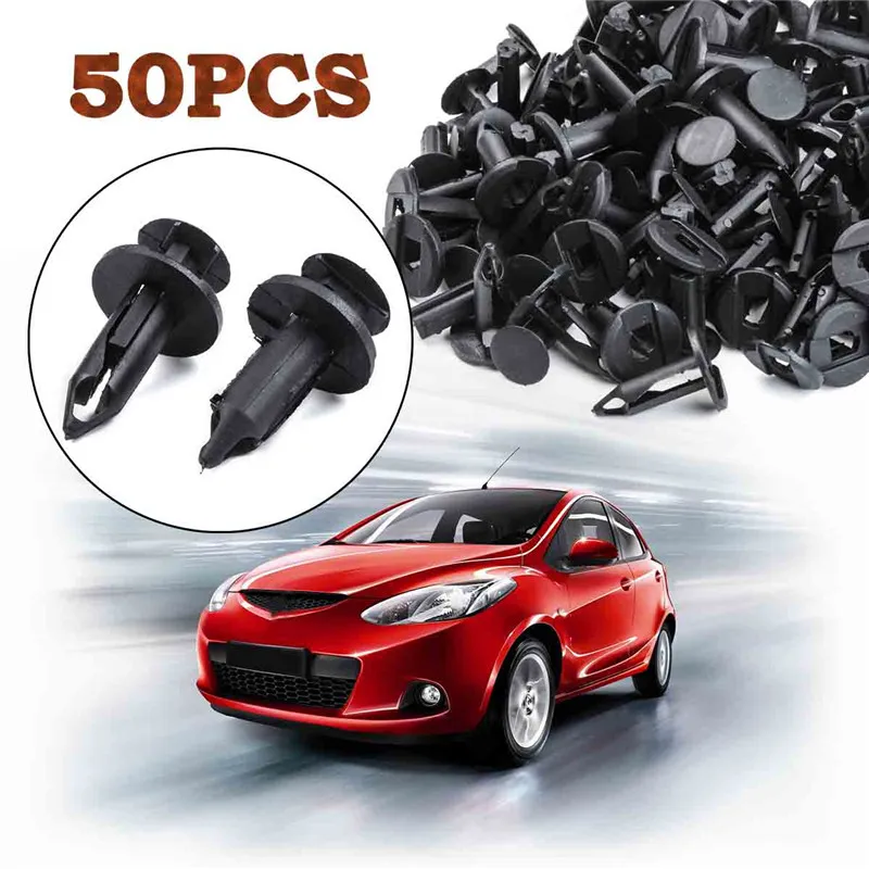 

50PCS 8mm Plastic Rivet Automotive Fasteners Car Door Bumper Cover Fender Bumper Fixed Clip using for Mazda Car Styling Kit