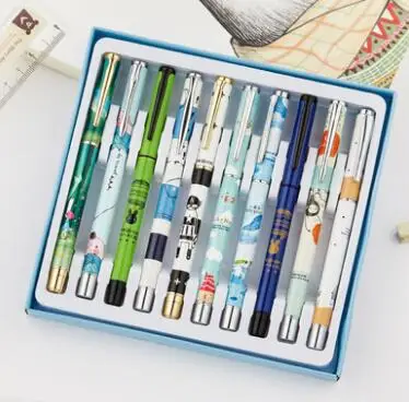 Ten pcs fountain pens primary school students use cartoon characters to write calligraphy children's set of pens oracle bone script dictionary copybook chinese characters calligraphy collections tutorials book pinyin index annotations books