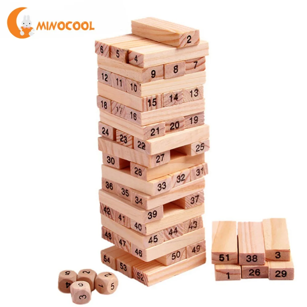 54Pcs Wooden Tower Hardwood Building Blocks Toy Domino Stacker Extract Building Educational Jenga Game for Children 54Pcs Wooden Tower Hardwood Building Blocks Toy Domino Stacker Extract Building Educational Jenga Game for Children