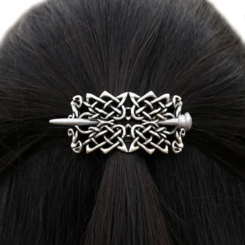 

Vintage Celtics Knots Thistle Thorns Hairpins Antique Silver Metal Stick Slide Hair Clips Women Hair Accessories Jewelry